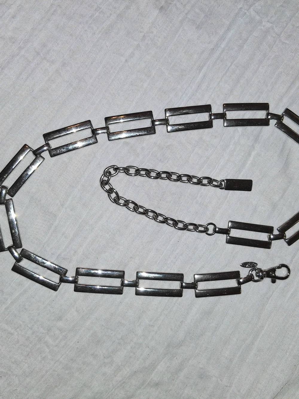 Silver Rectangular Link Waist Belt